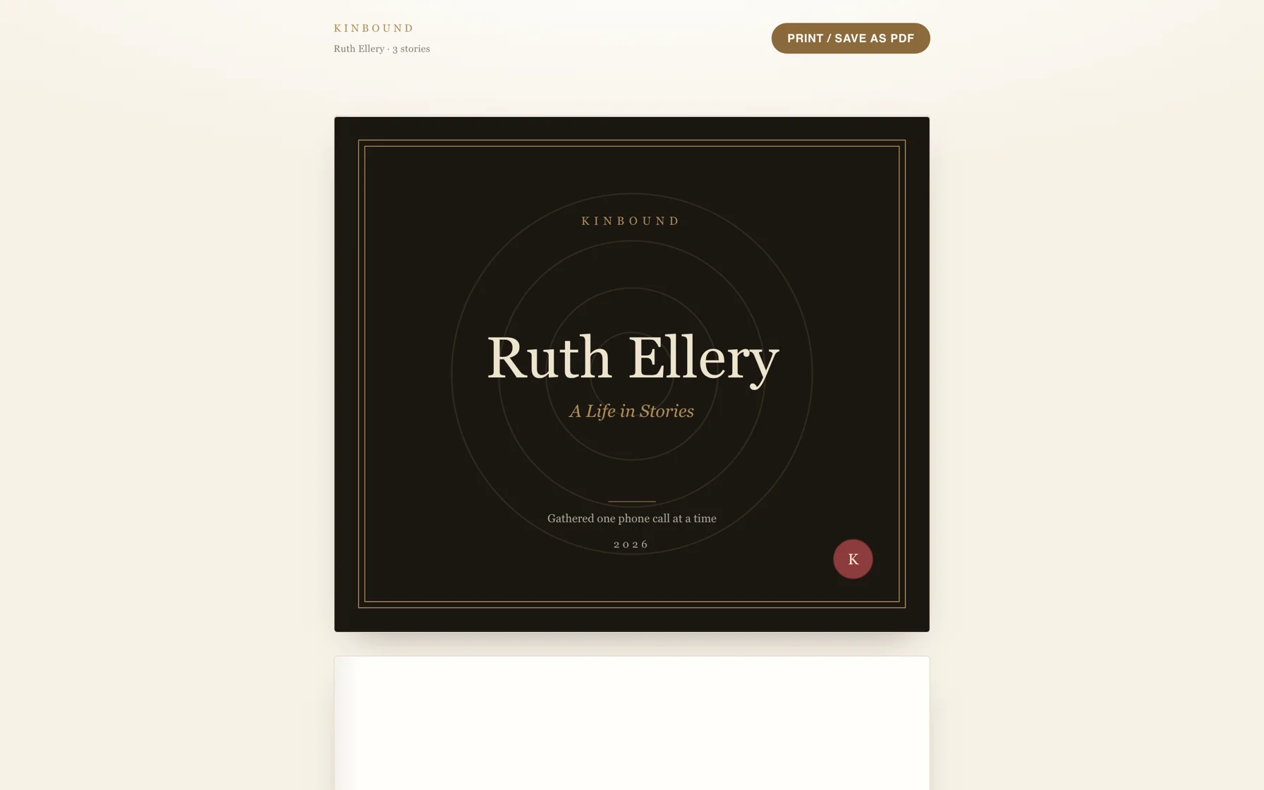 The book cover for Ruth Ellery, A Life in Stories, gathered one phone call at a time