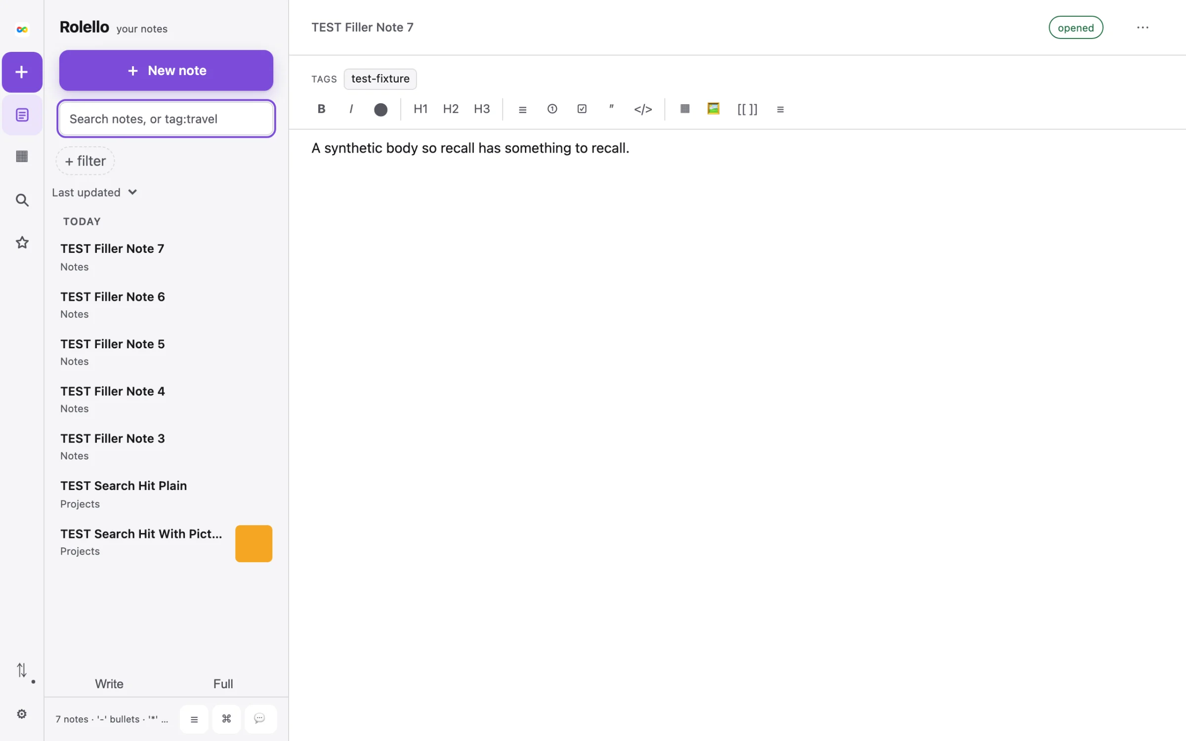 The Rolello search field mid-type with a Save button for turning the query into a saved filter