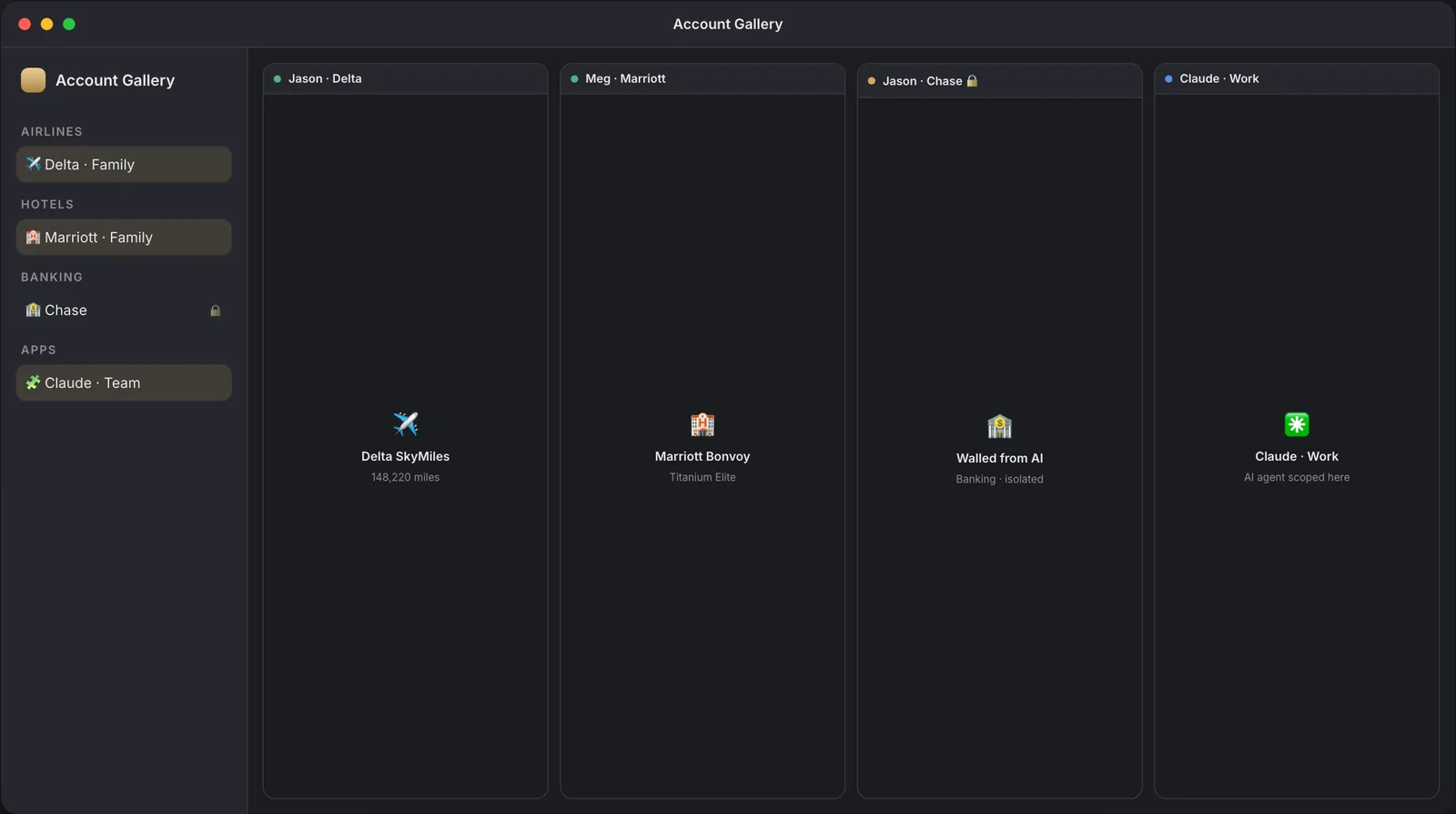 Account Gallery app interface