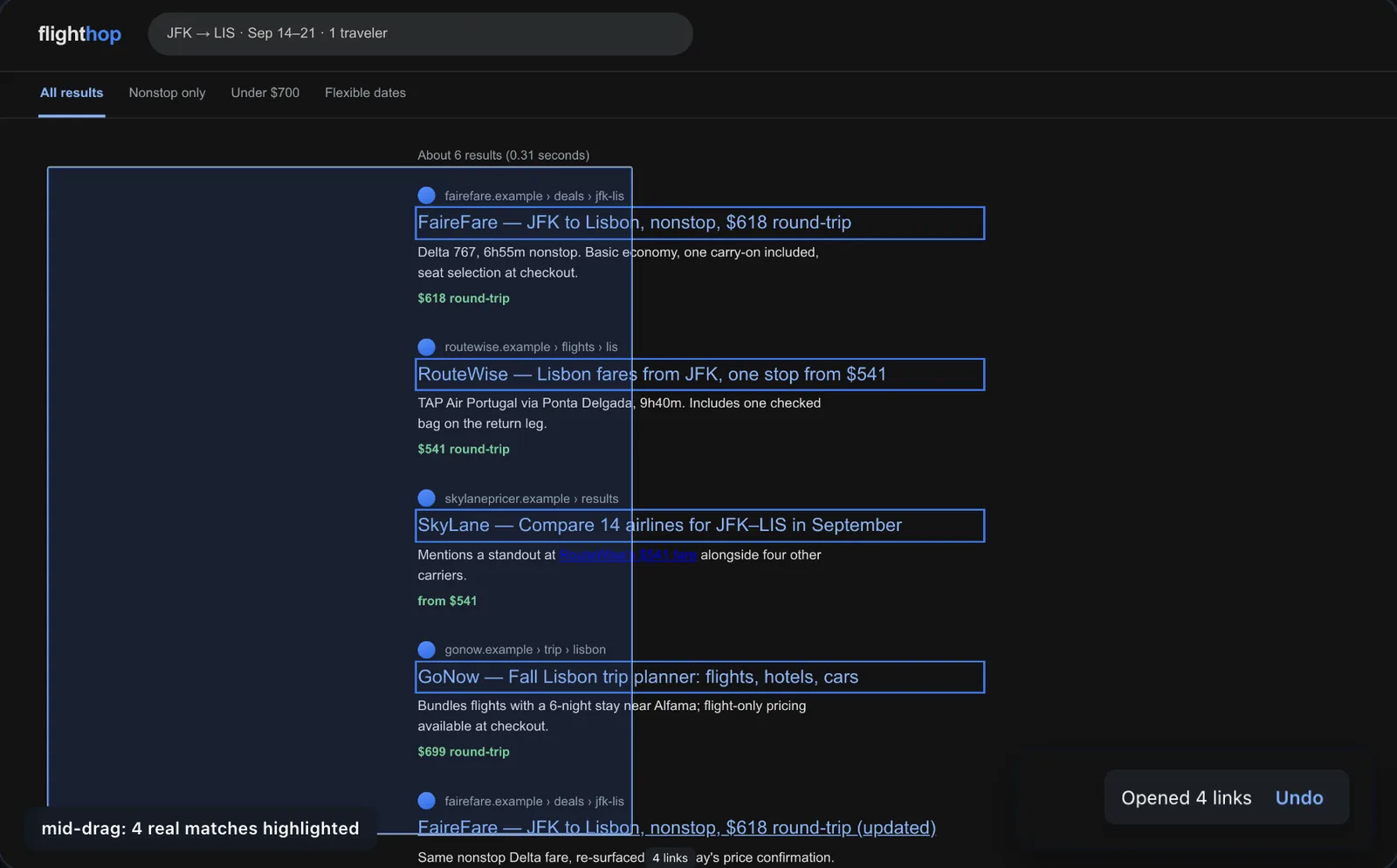 Multi Link Lasso app interface