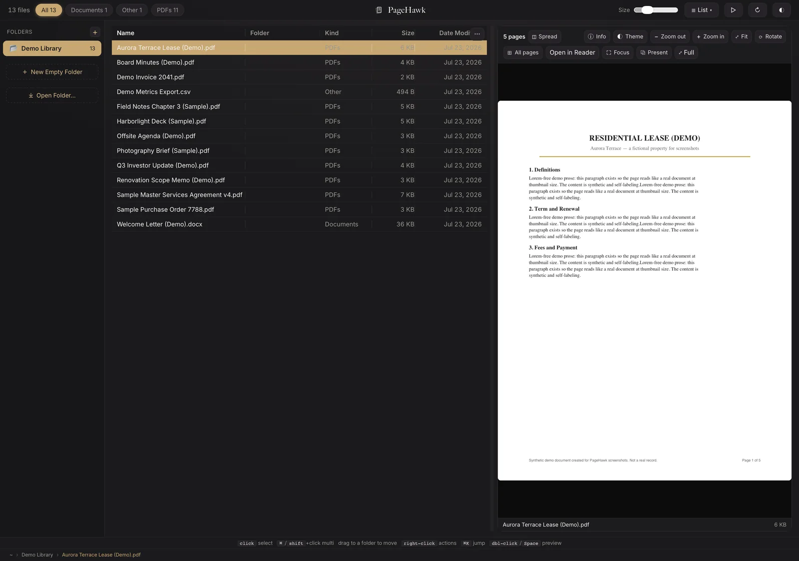 PageHawk app interface